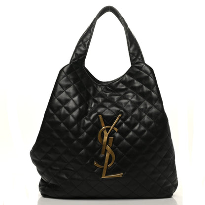 Saint Laurent Lambskin Quilted Maxi Icare Shopping Tote Black 3 of 11