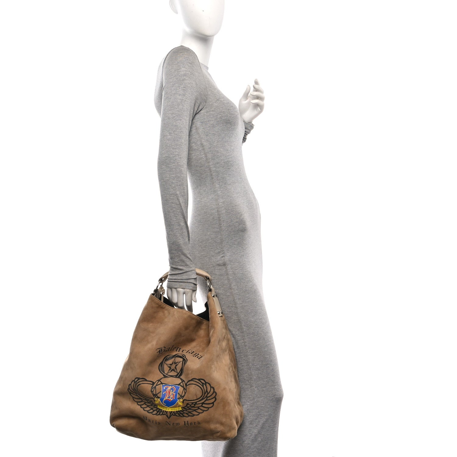 Balenciaga Suede Strike Hold Hobo Natural 2 of 11