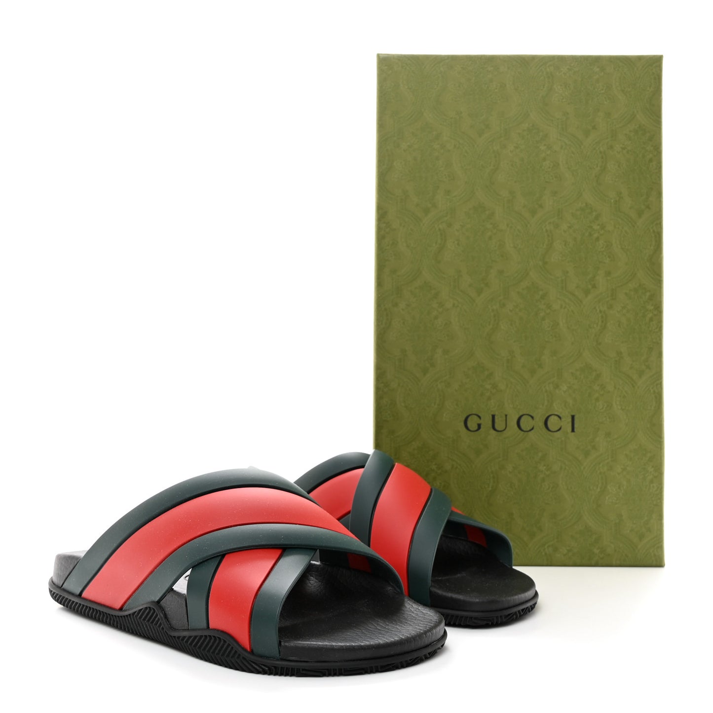 Rubber Web Womens Criss Cross Slide Sandals 39 Green Red