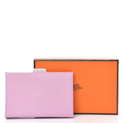 Hermes Chevre Mysore Calvi Card Case Mauve Sylvestre 7 of 7