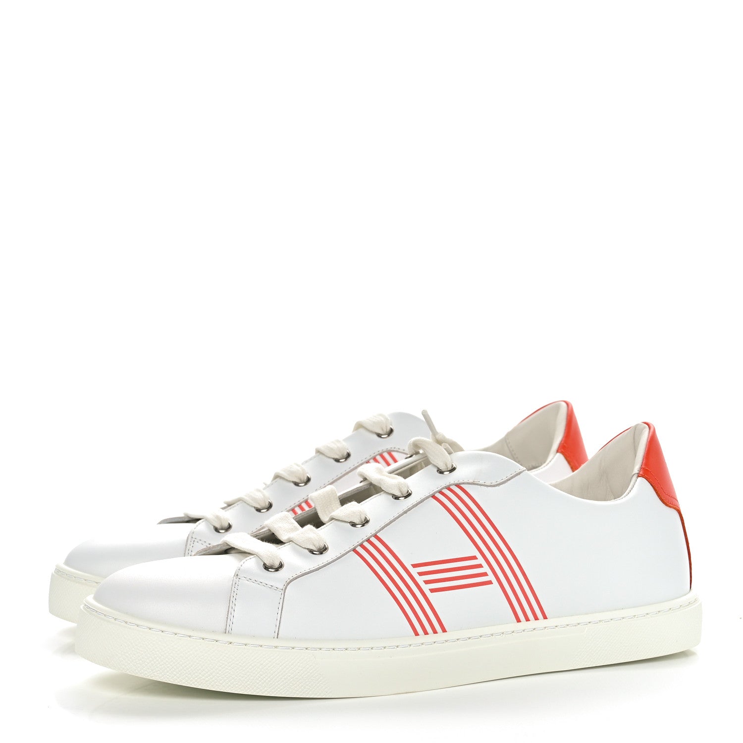 Hermes Calfskin Mens Advantage Sneakers 43 White Orange 3 of 9