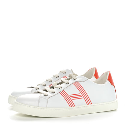 Hermes Calfskin Mens Advantage Sneakers 43 White Orange 3 of 9