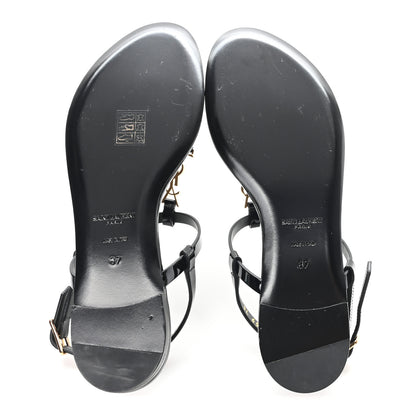 Saint Laurent Patent Calfskin Cassandra Monogram Sandals 37 Black 6 of 10