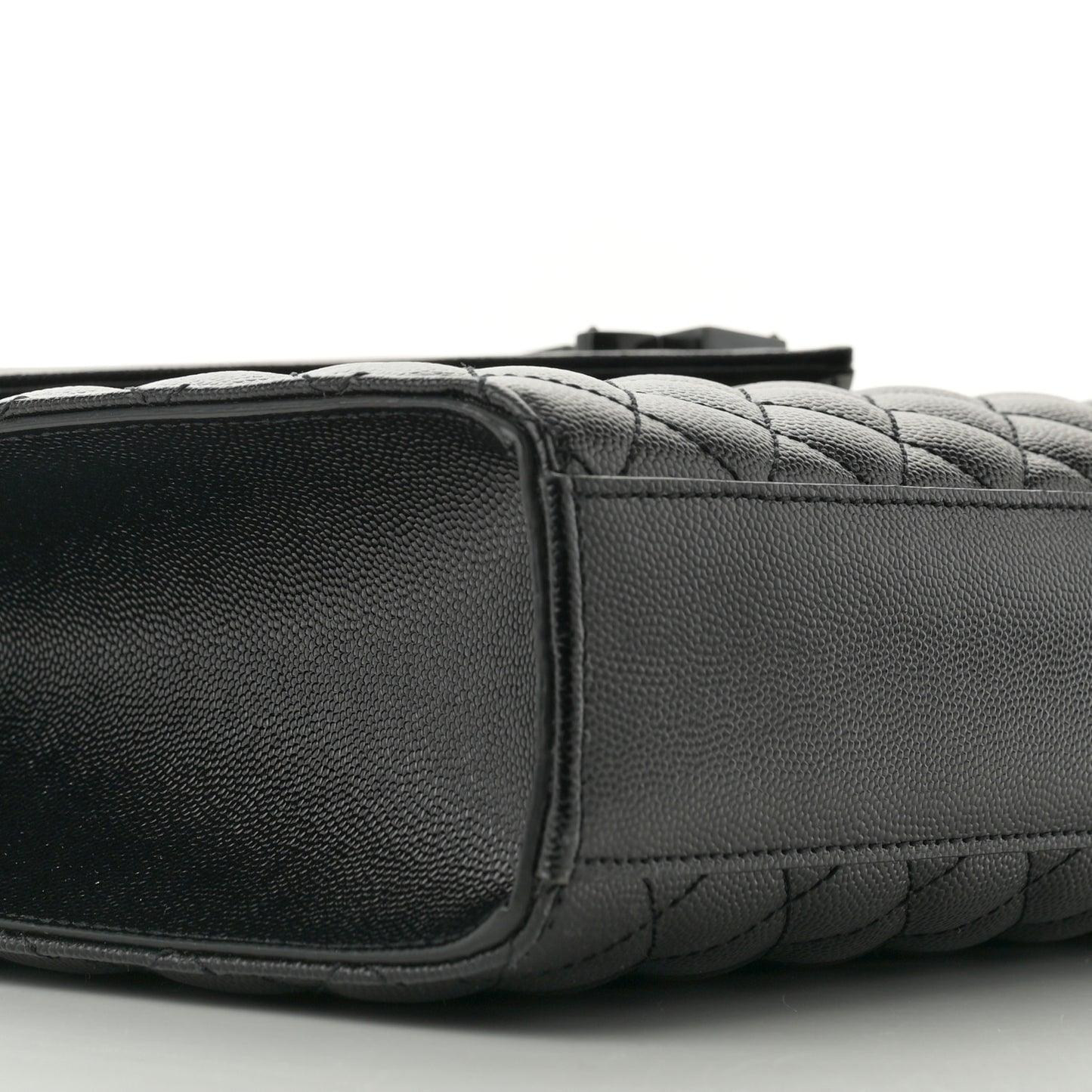 Grain De Poudre Textured Mixed Matelasse Large Triquilt Monogram Monochrome Satchel Black