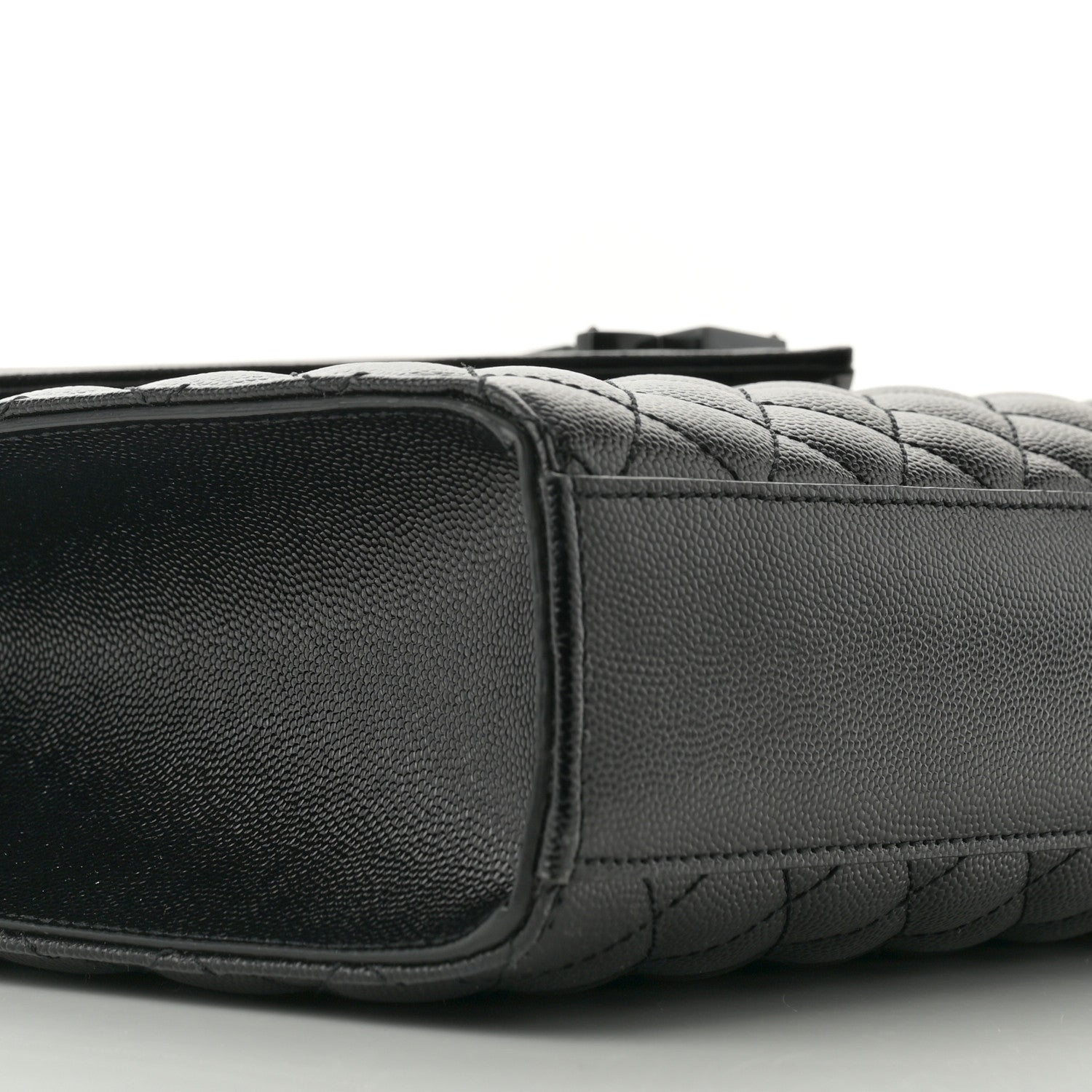 Saint Laurent Grain De Poudre Textured Mixed Matelasse Large Triquilt Monogram Monochrome Satchel Black 8 of 9