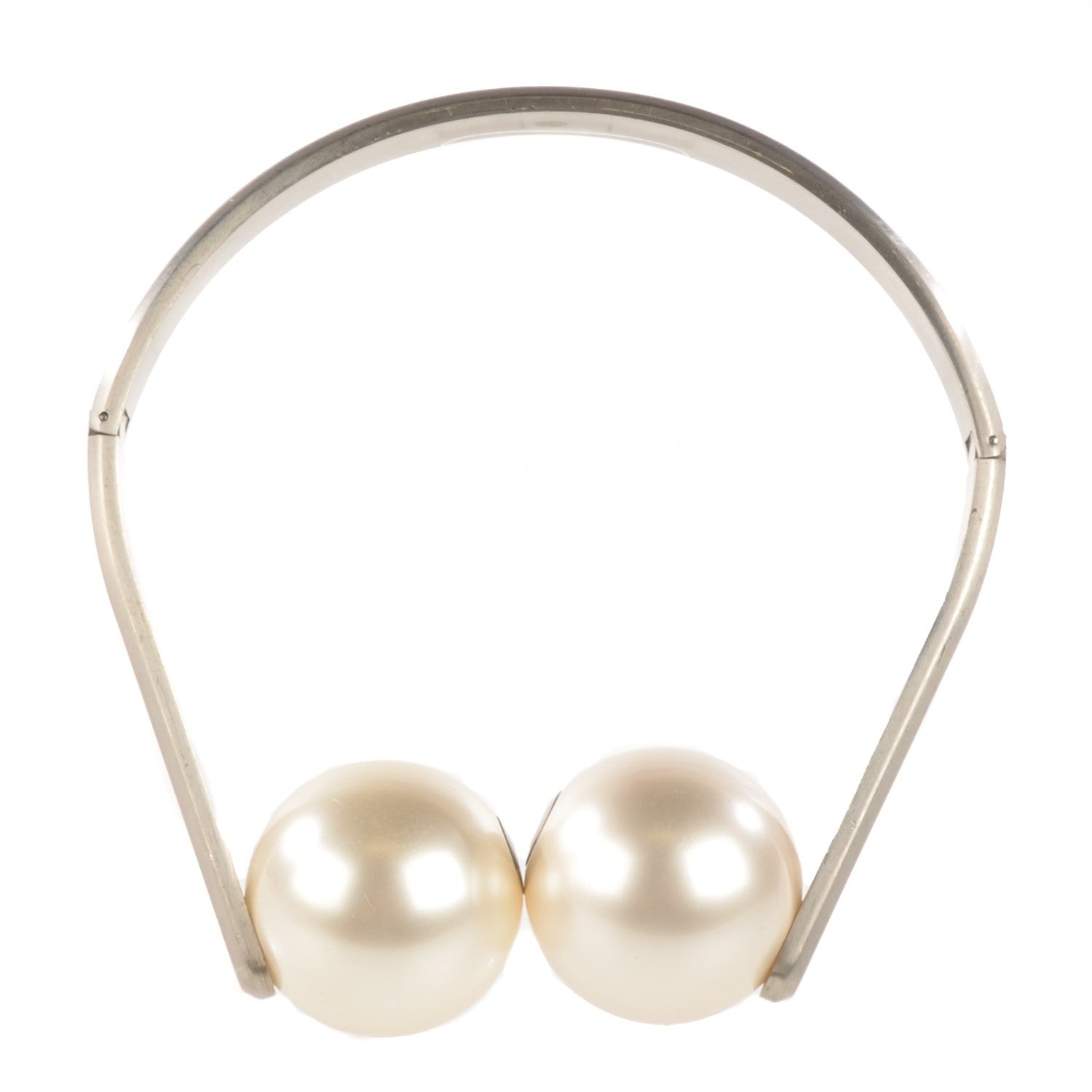 Chanel Giant Pearl Headphones Necklace Silver 1 of 6