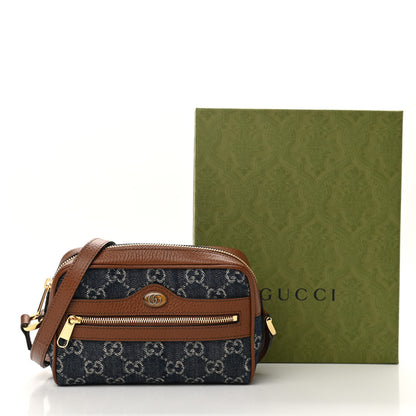 Gucci New Denim GG Monogram Dollar Calfskin Mini Ophidia Shoulder Bag Blue Tea Cuir Epilog 11 of 11