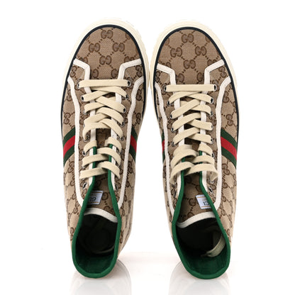 Gucci GG Monogram Web Mens 1977 Tennis High Top Sneakers 9.5 Beige Ebony Mystic White 2 of 9