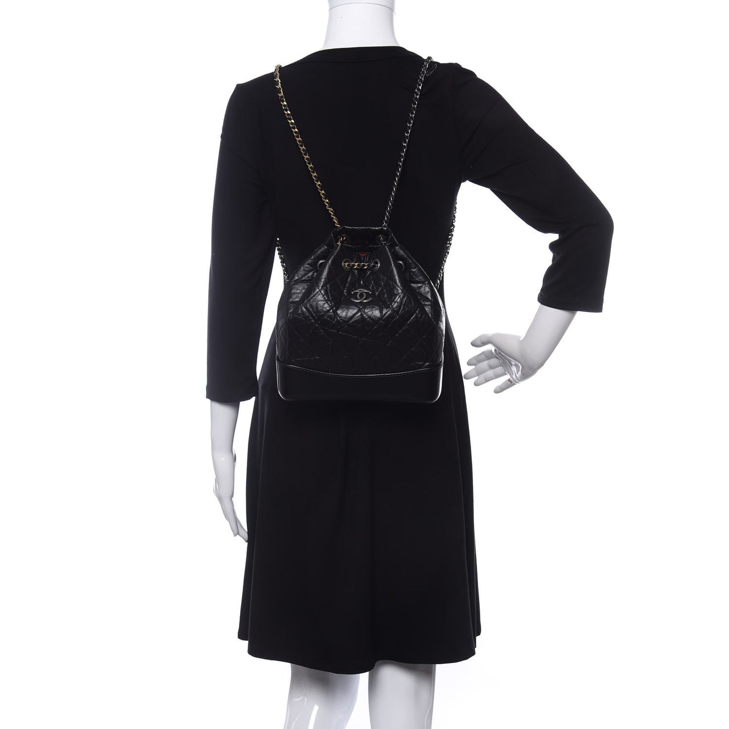 Aged Calfskin Quilted Small Gabrielle Backpack Black