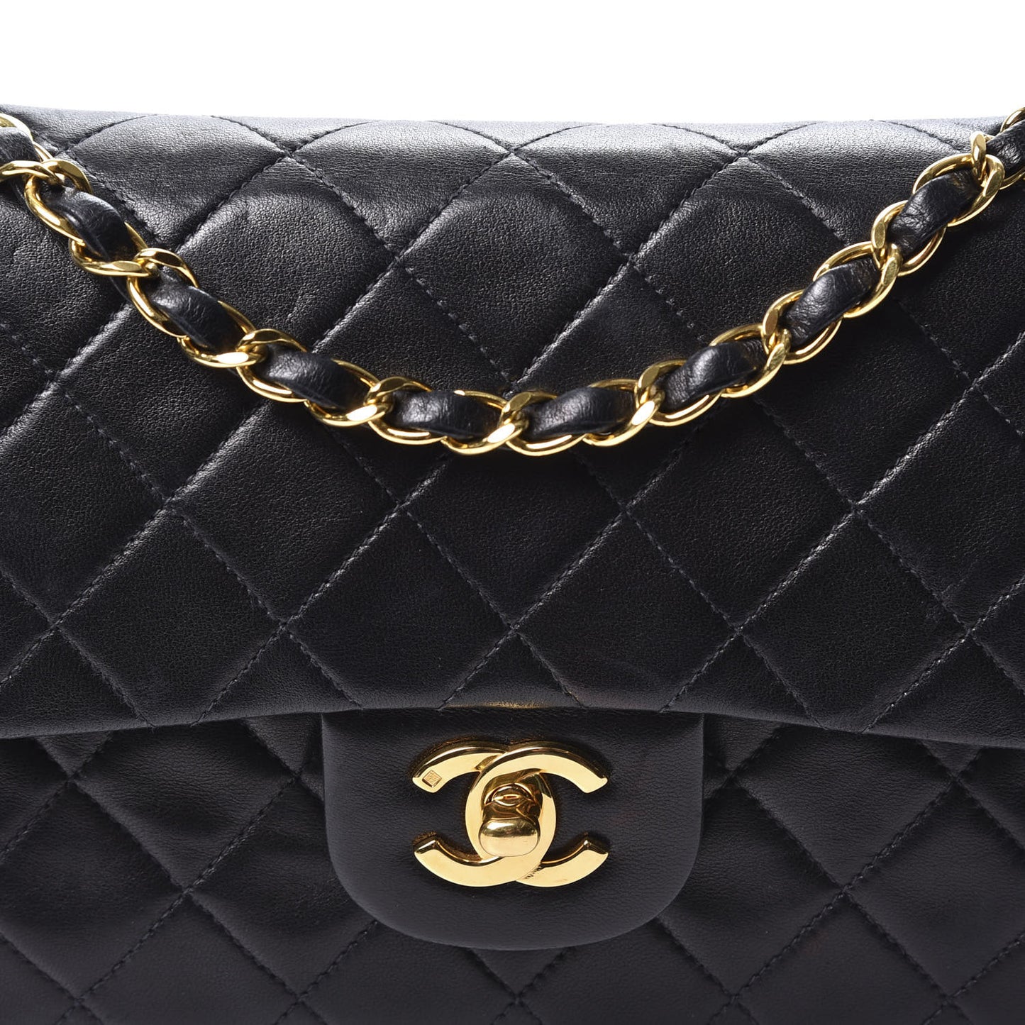 Lambskin Quilted Small Double Flap Black
