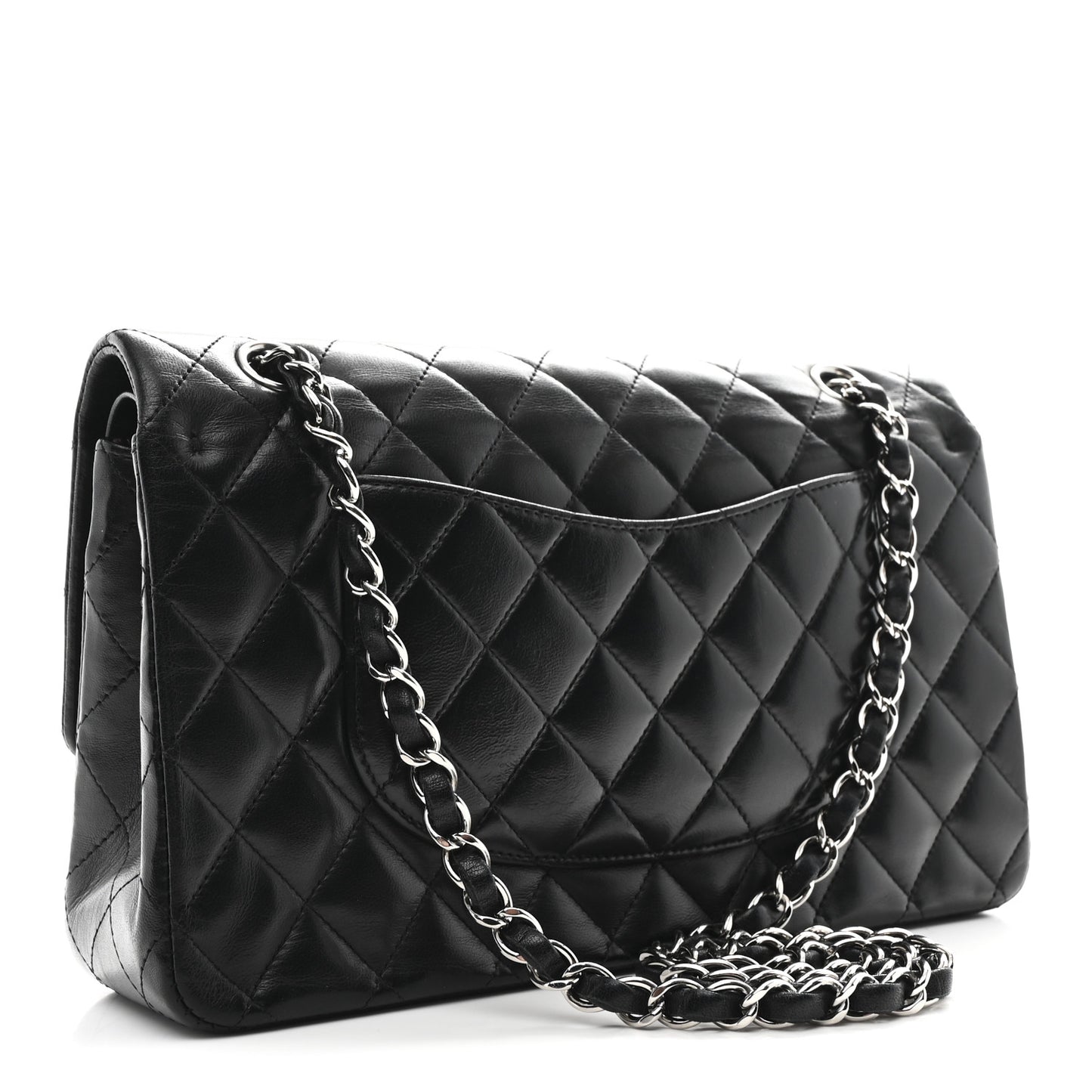 Lambskin Quilted Medium Double Flap Black