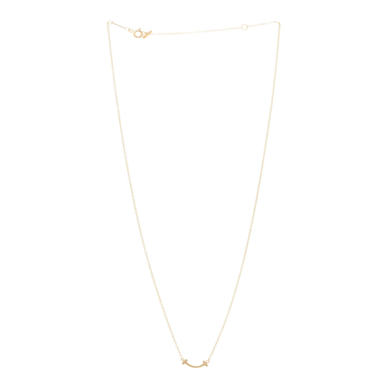 Tiffany 18K Yellow Gold Mini T Smile Pendant Necklace 3 of 5