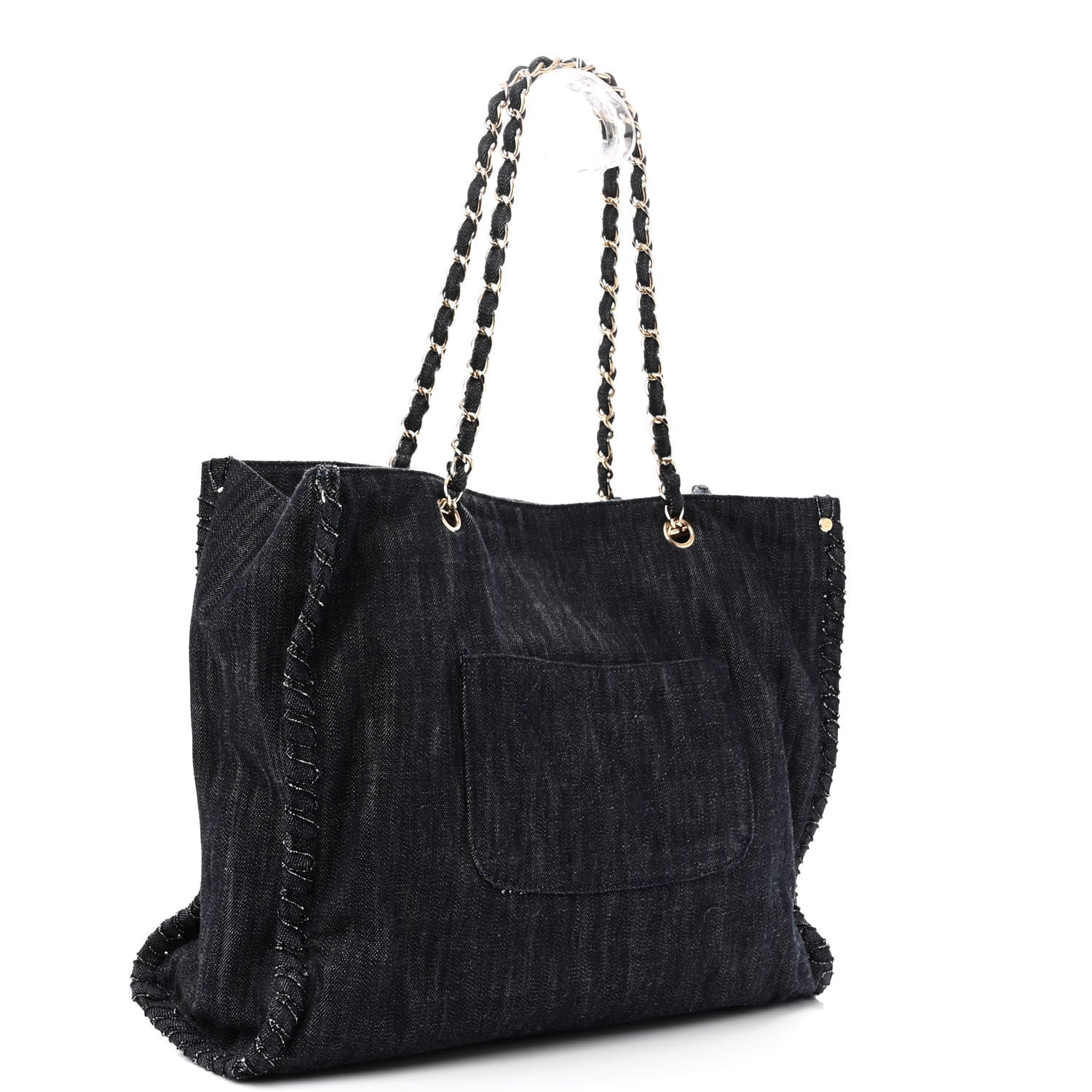 Chanel Denim Embroidered Night Flight Tote Blue 4 of 11