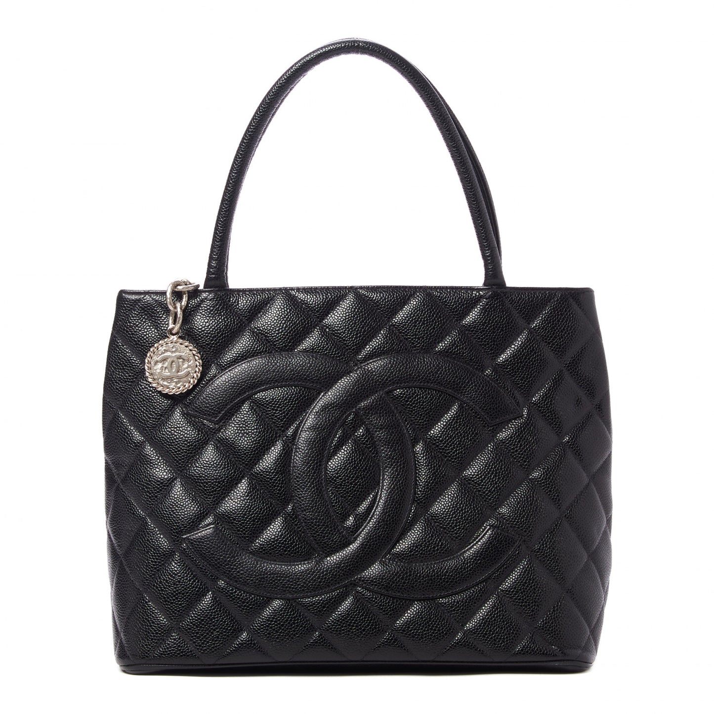 Caviar Quilted Medallion Tote Black