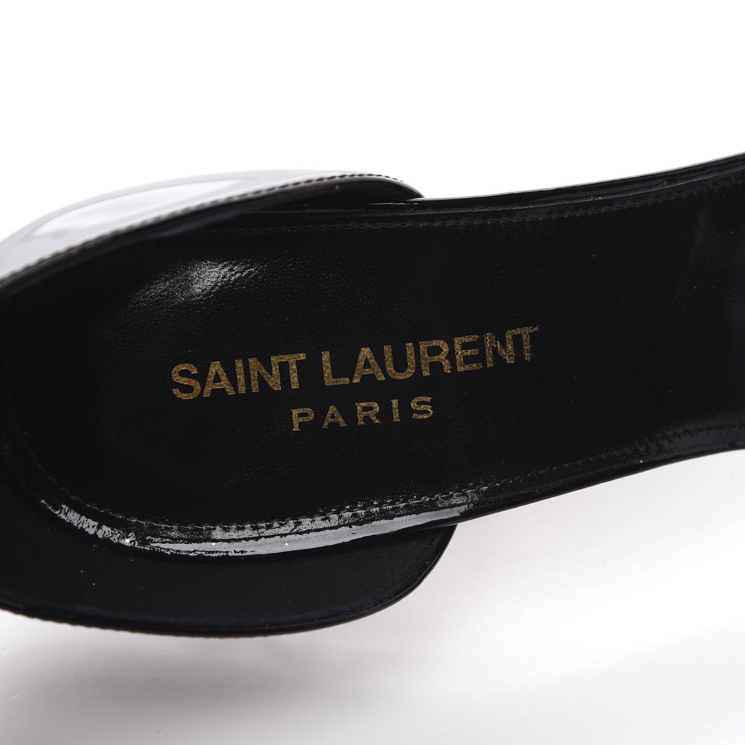 Saint Laurent Patent Calfskin Opyum 110 Sandals 39 Black Gold 8 of 9