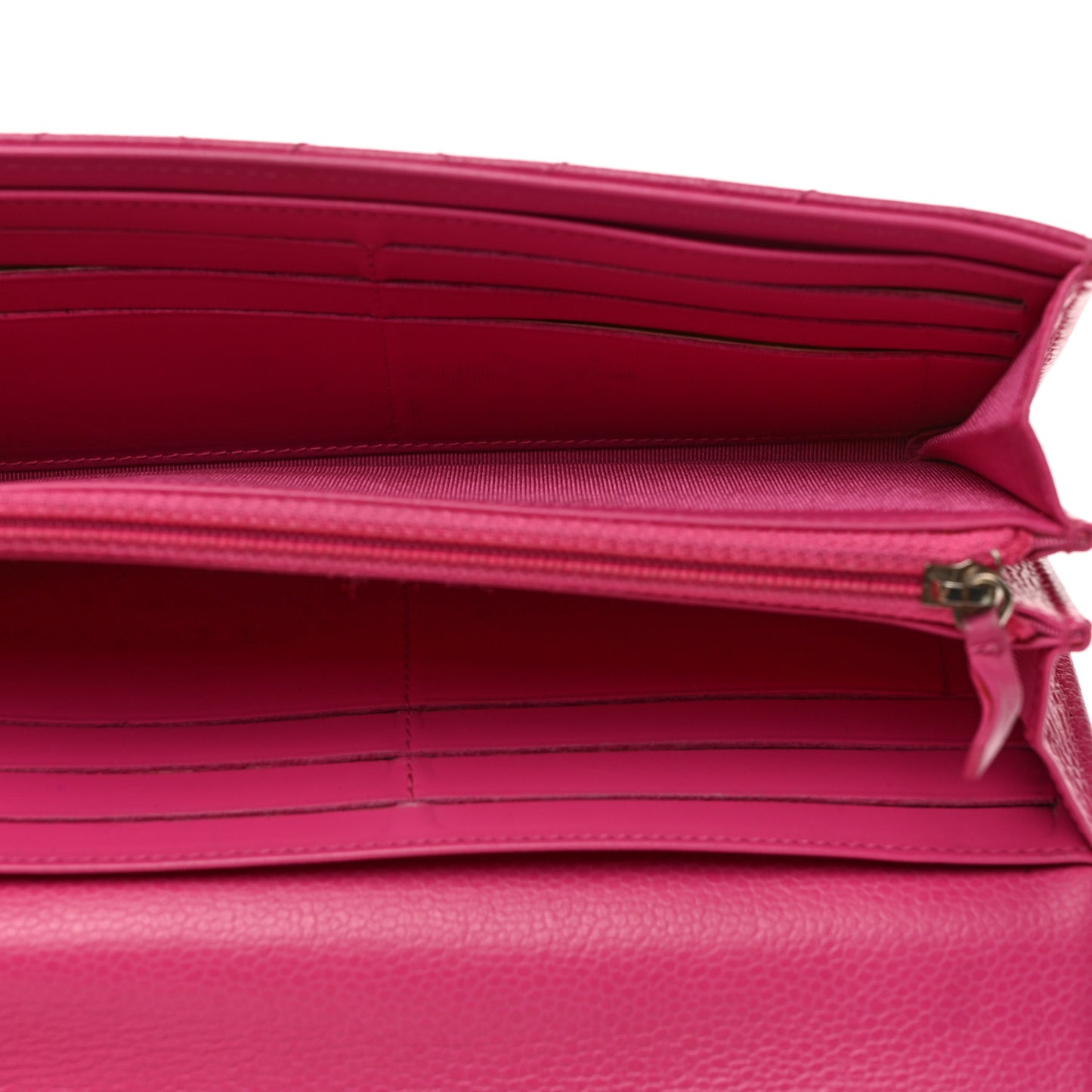 Caviar Quilted Large Gusset Flap Wallet Pink