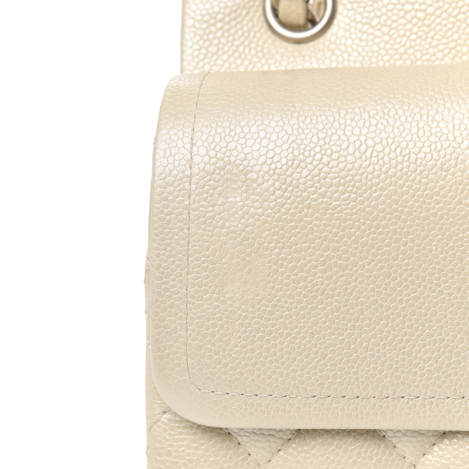 Chanel Pearly Caviar Quilted Jumbo Double Flap Dark White 9 of 13