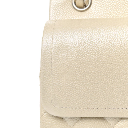 Chanel Pearly Caviar Quilted Jumbo Double Flap Dark White 9 of 13