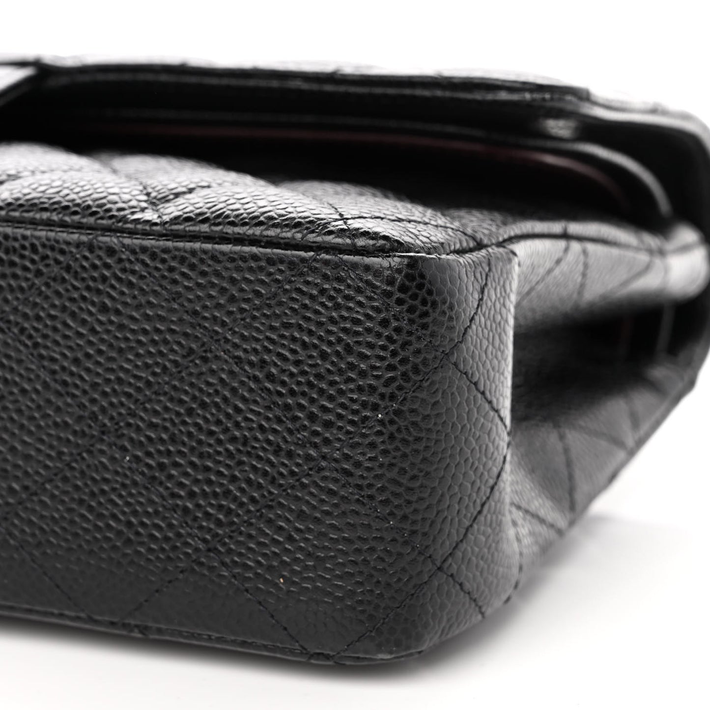 Caviar Quilted Medium Double Flap Black