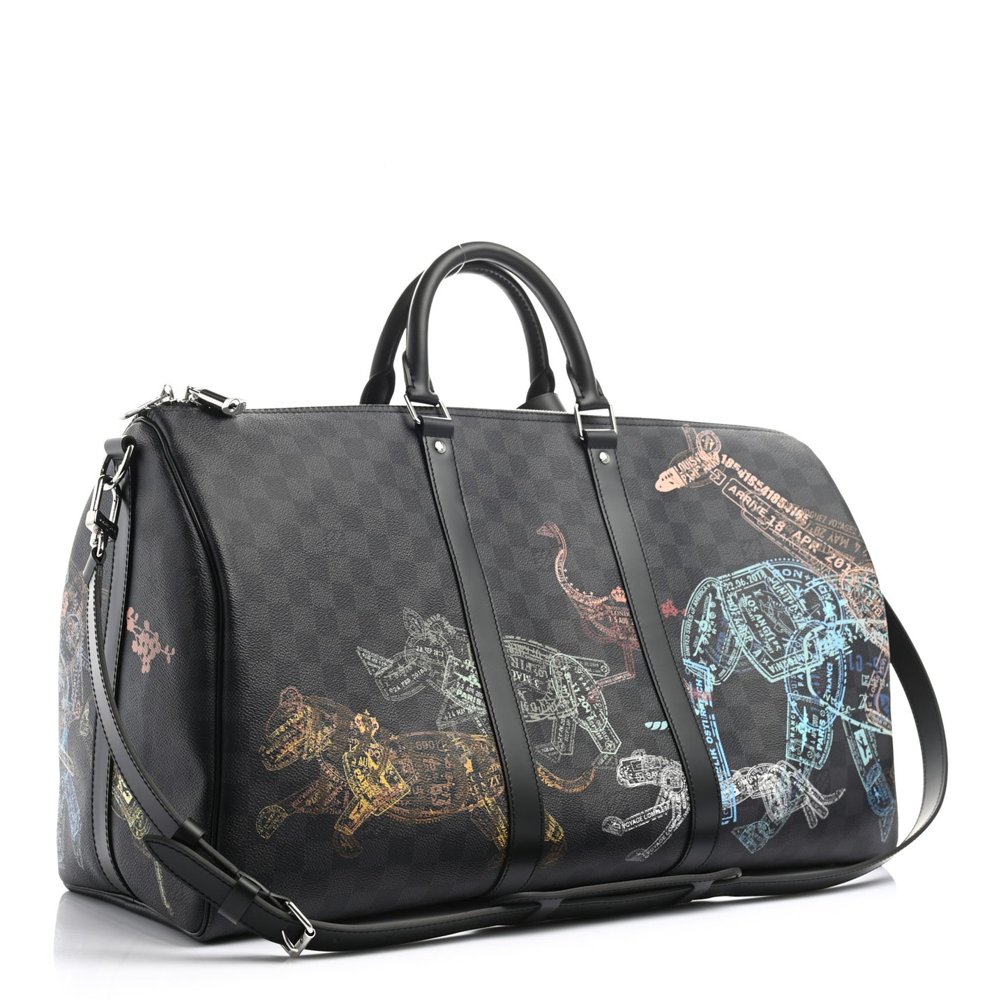 Damier Graphite Stamps Keepall Bandouliere 50