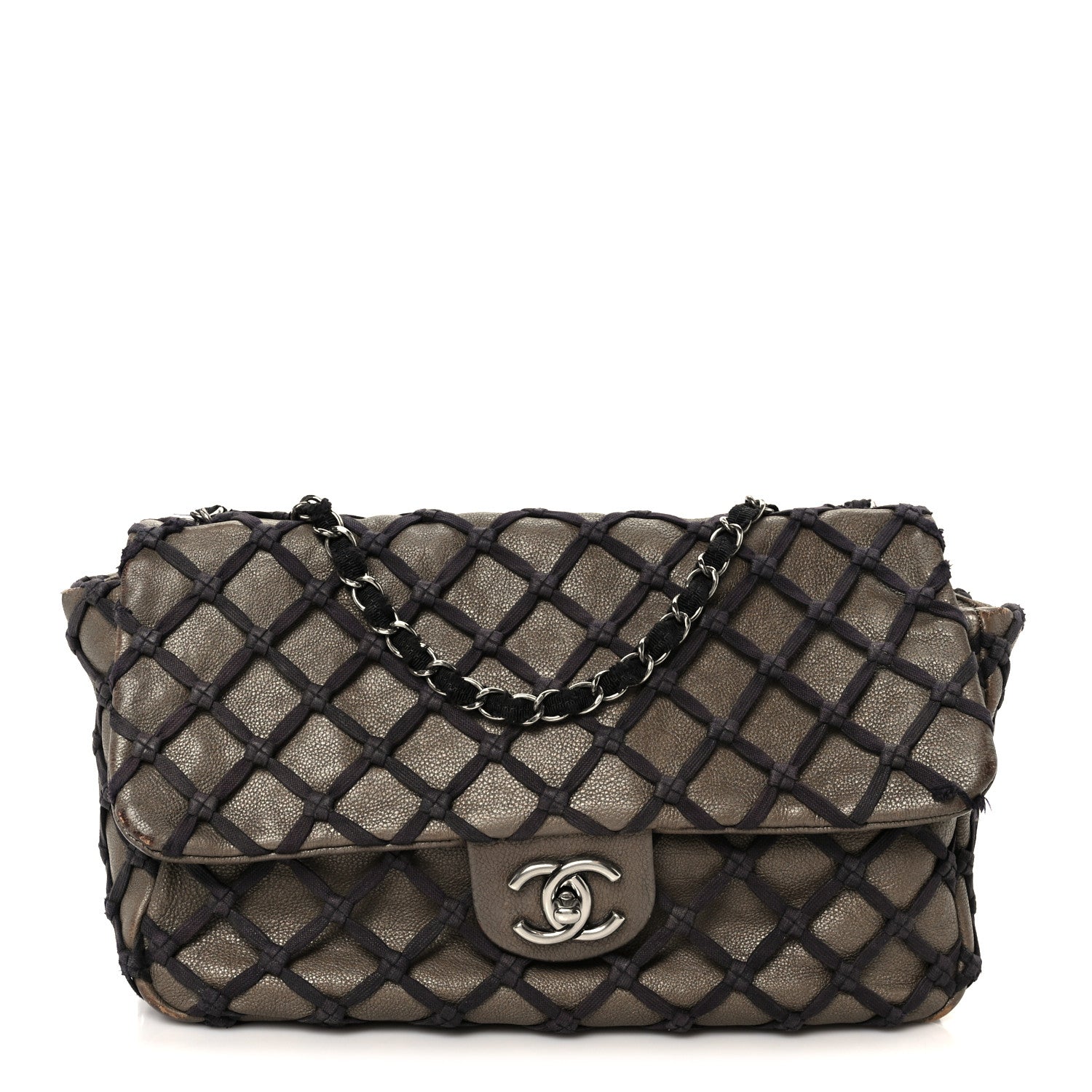 Chanel Calfskin Jumbo Canebiers Net Flap Brown 1 of 13