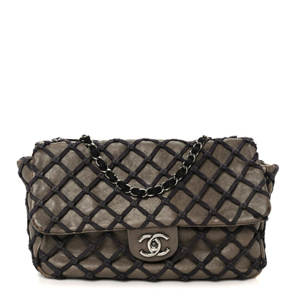 Chanel Calfskin Jumbo Canebiers Net Flap Brown 1 of 13
