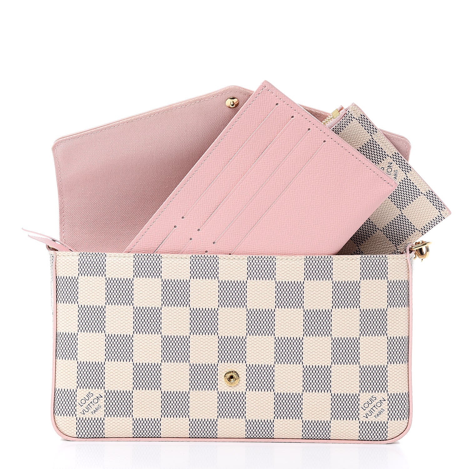 Louis Vuitton Damier Azur Calfskin Pochette Felicie Eau de Rose 3 of 10