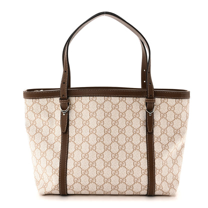 Gucci GG Supreme Monogram Calfskin Small Nice Tote New Mystic White Beige Brown 1 of 10