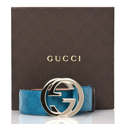 Gucci Guccissima Signature Interlocking G 40mm Belt 80 32 80 32 Deep Cobalt 8 of 8