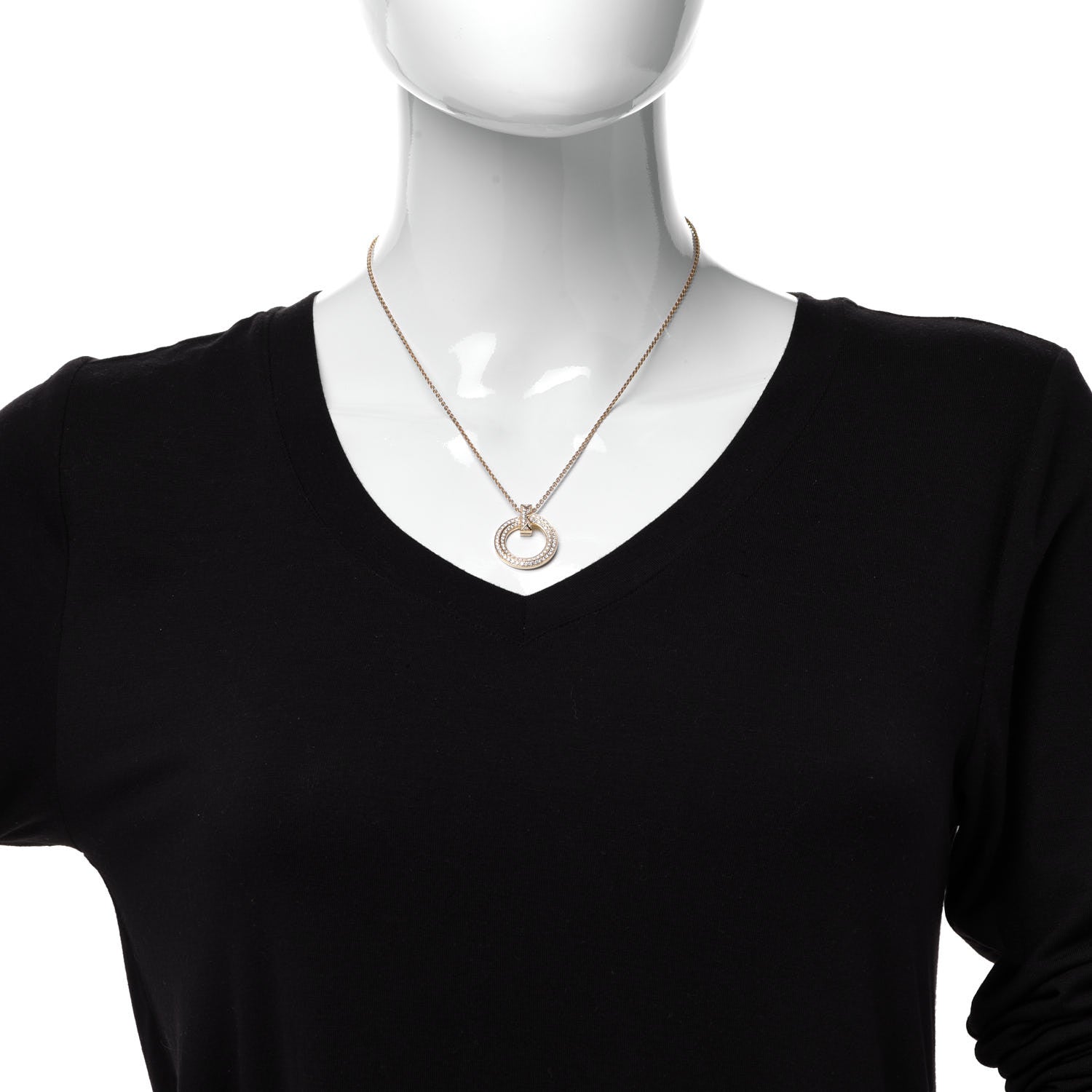 Tiffany 18K Yellow Gold Diamond T T1 Circle Pendant Necklace 2 of 5