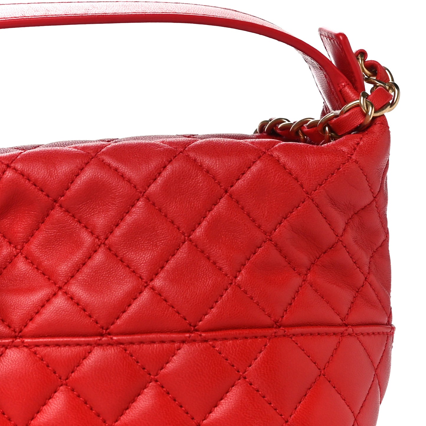 Lambskin Quilted Small Hobo Red