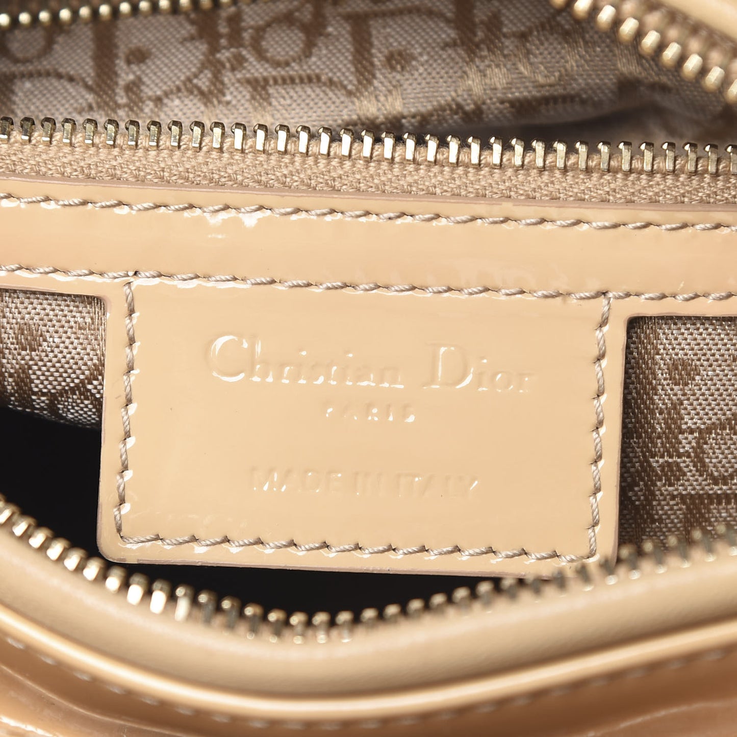 Patent Cannage Medium Lady Dior Beige