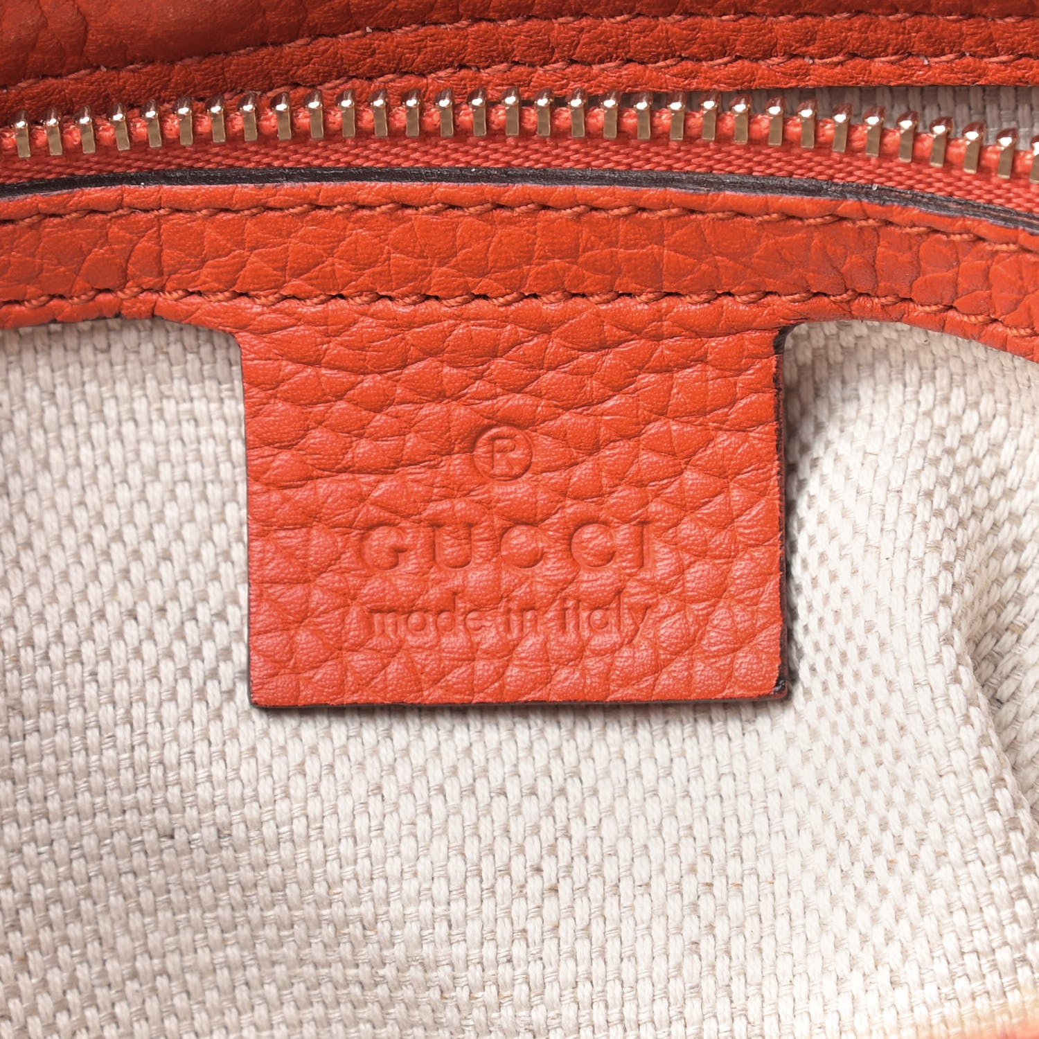 Gucci Pebbled Calfskin Small Soho Top Handle Bag Sun Orange 8 of 9