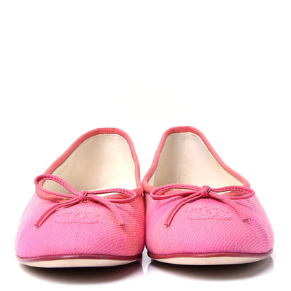 Chanel Denim CC Cap Toe Ballerina Flats 37.5 Pink 2 of 10
