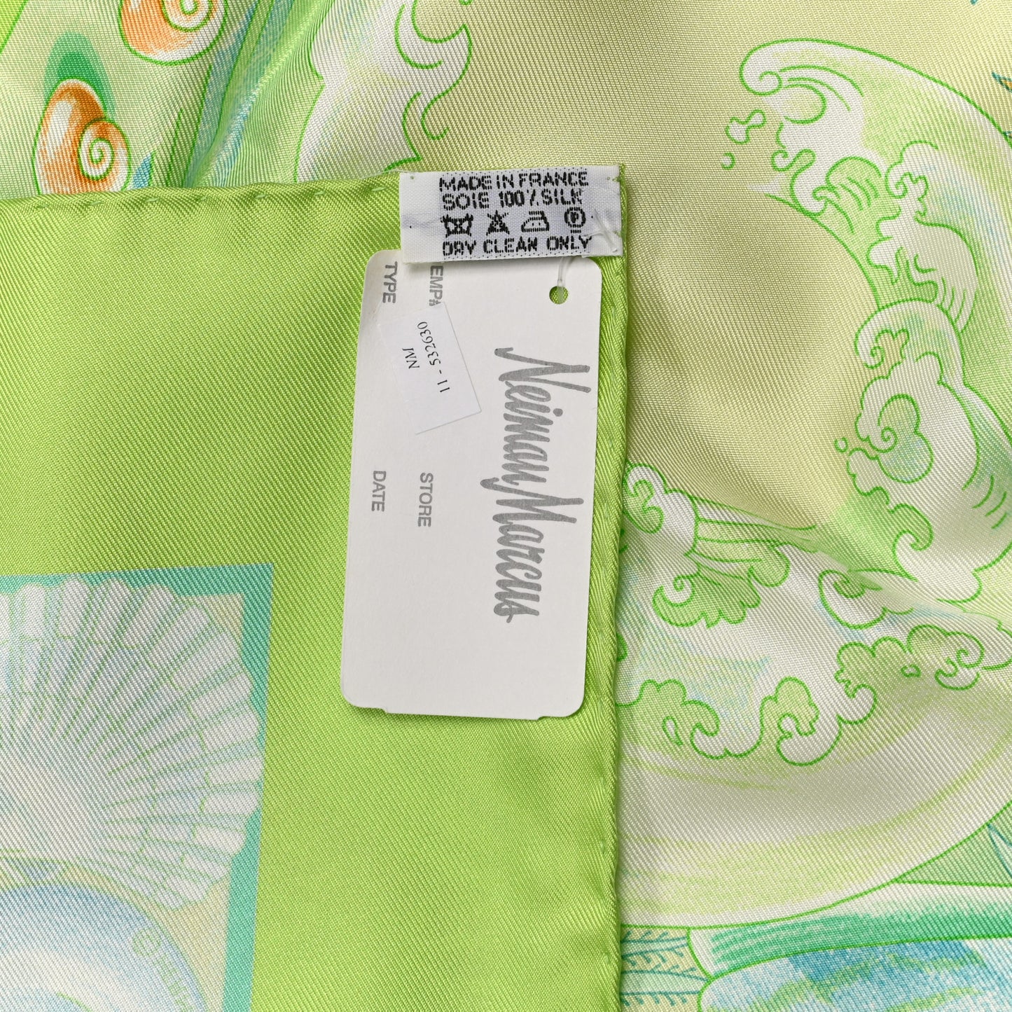 Silk Parures Oceanes Scarf 90 Pistache Beige Orange