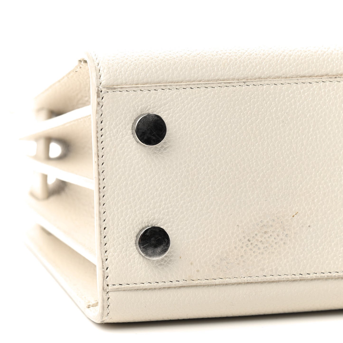 Grained Calfskin Nano Sac de Jour Dove White