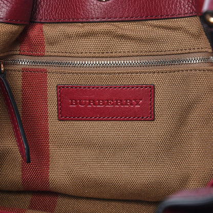 Burberry Grainy Calfskin House Check Small Maidstone Burgundy Red 6 of 9
