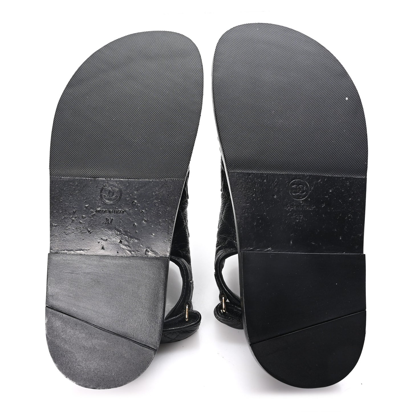 Grained Calfskin Velcro Dad Sandals 37 Black