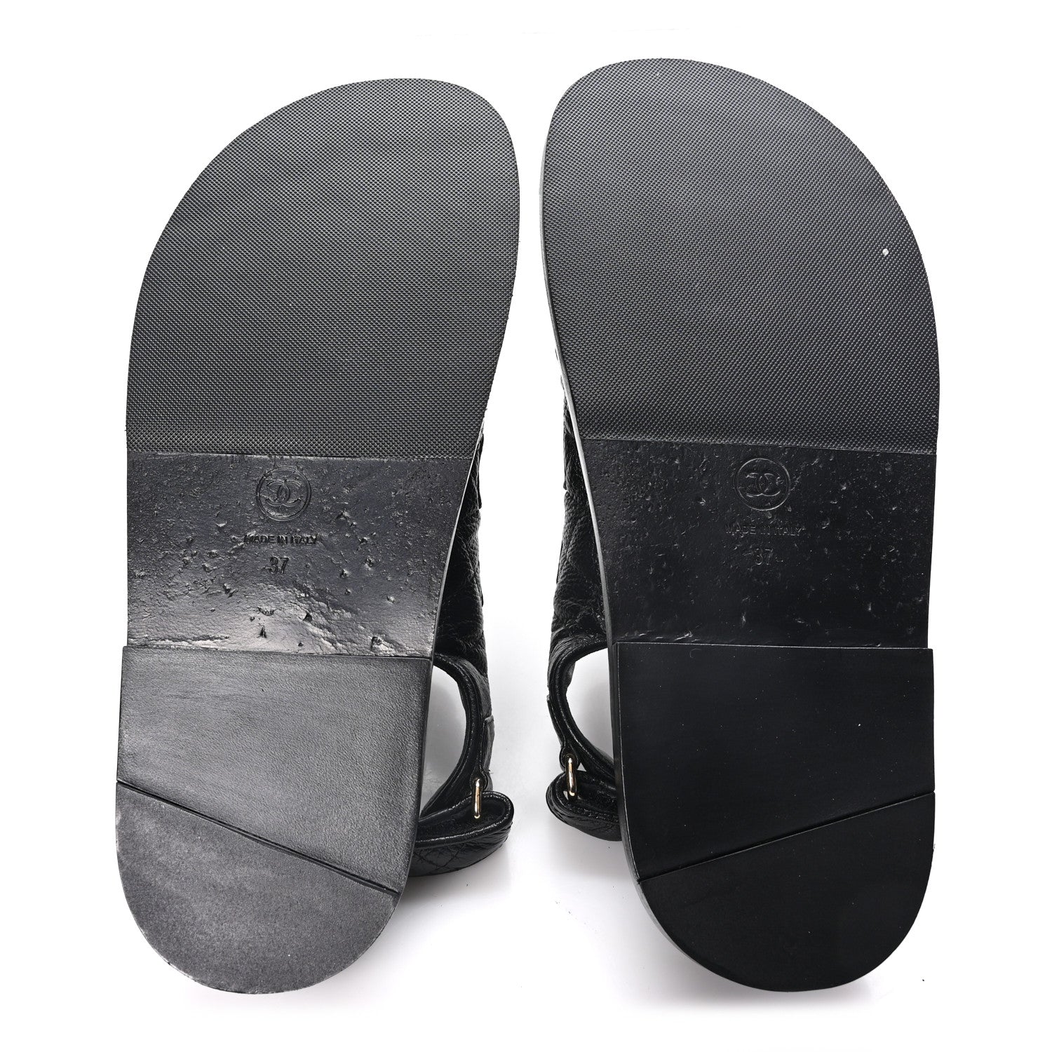 Chanel Grained Calfskin Velcro Dad Sandals 37 Black 6 of 10