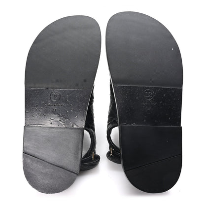 Chanel Grained Calfskin Velcro Dad Sandals 37 Black 6 of 10