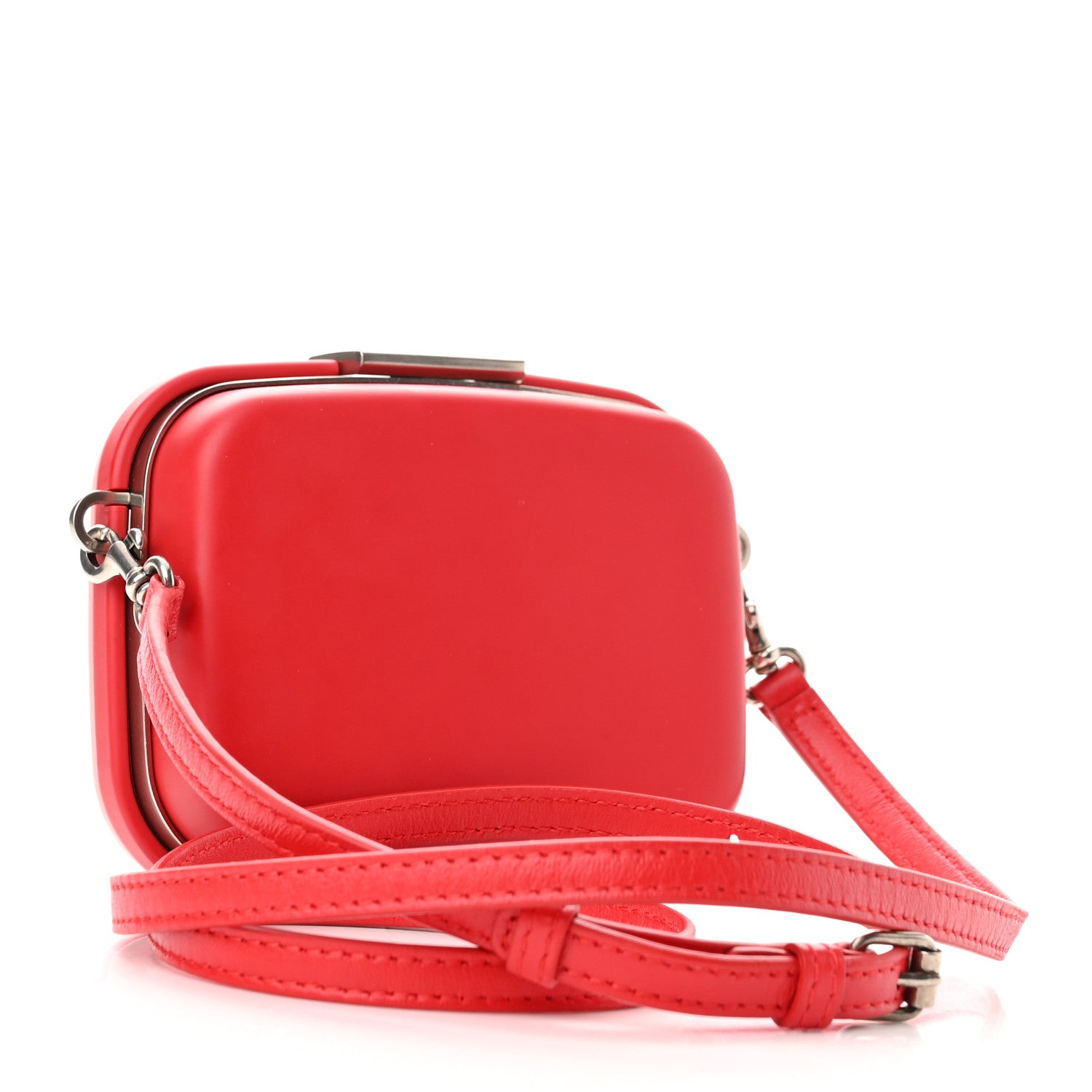 Balenciaga Recycled Plastic Calfskin Embossed Mini Lunch Box Case with Strap Red 3 of 10
