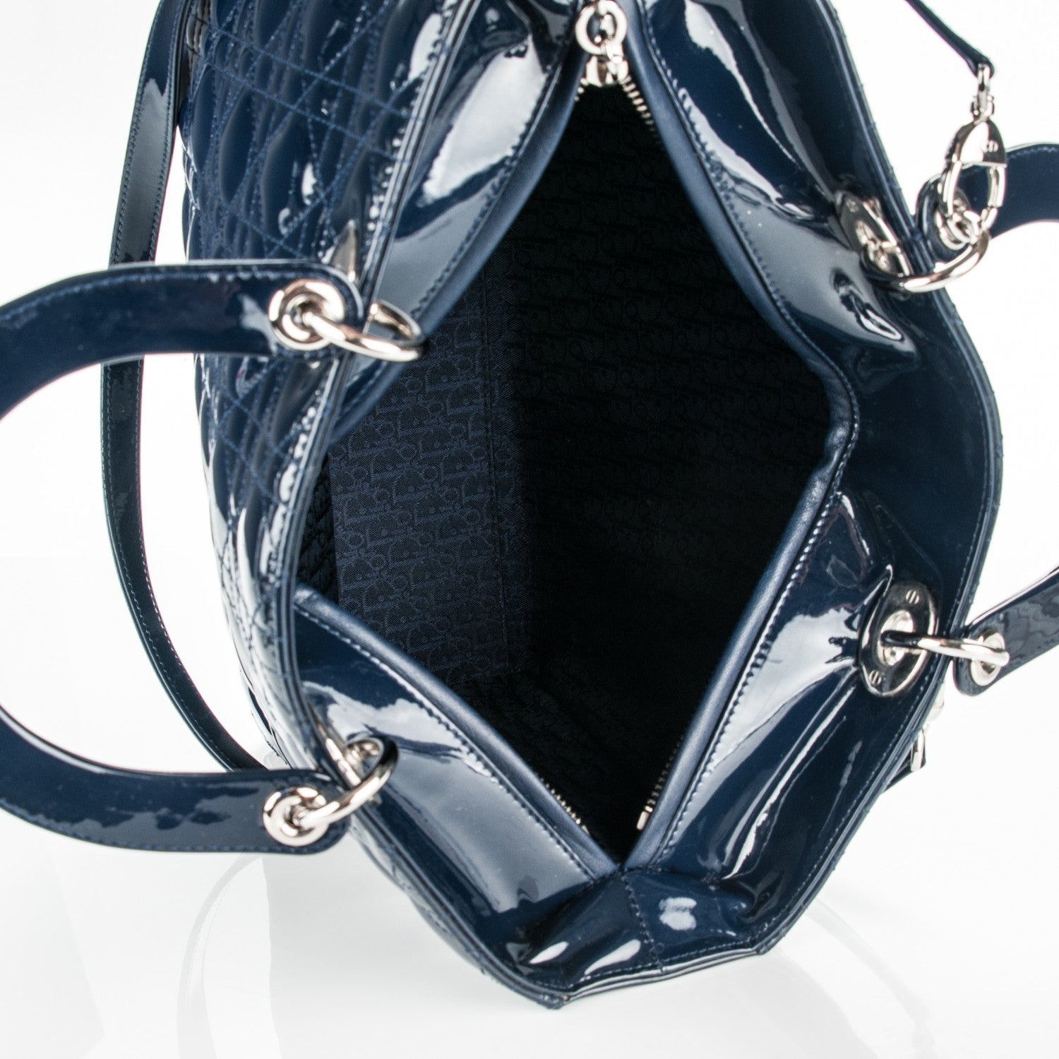 Christian Dior Patent Cannage Large Lady Dior Navy Blue 5 of 7