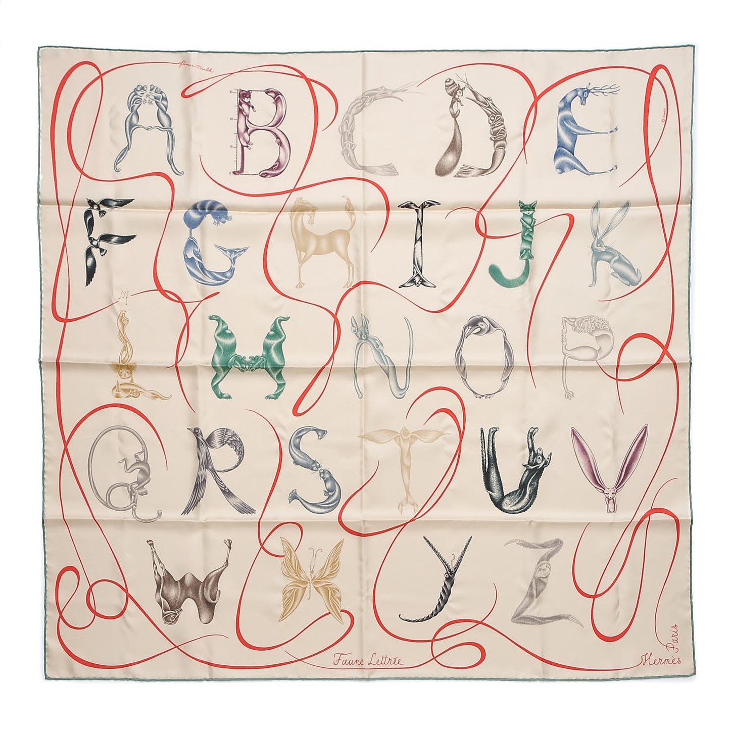 Silk Faune Lettree Scarf 90
