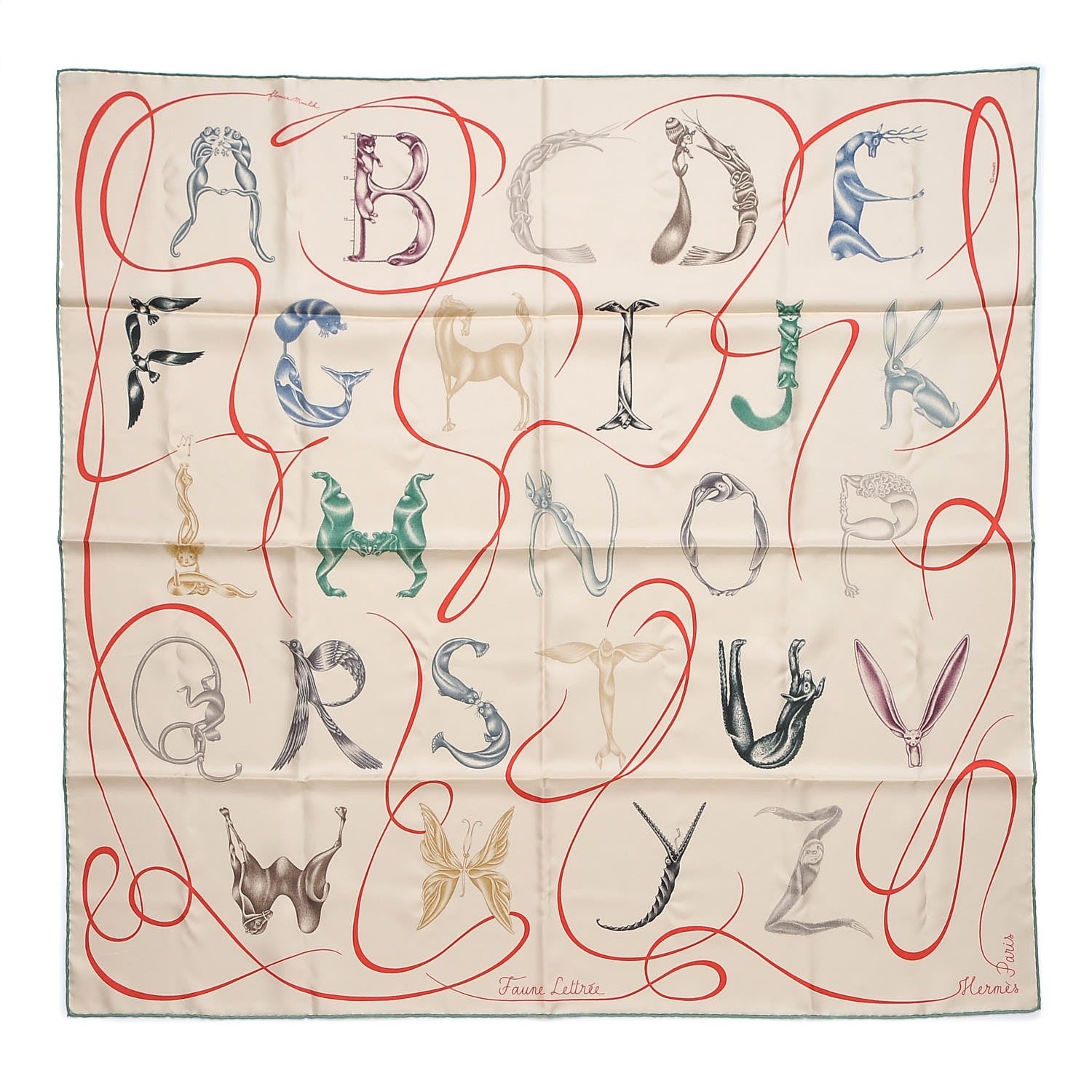 Hermes Silk Faune Lettree Scarf 90 1 of 8