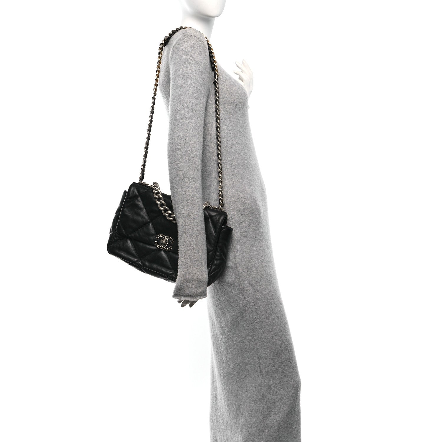 Chanel Lambskin Quilted Large Chanel 19 Flap Black 2 of 10