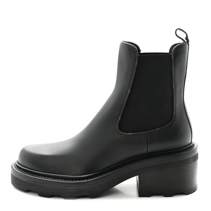 Louis Vuitton Calfskin Monogram Beaubourg Ankle Boots 38.5 Black 1 of 8