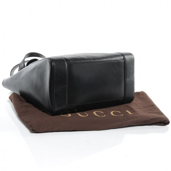 Leather Medium Ribot Horse Heads Tote Black