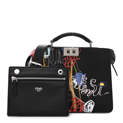 Fendi X NOEL FIELDING Cuoio Romano Painted Mini Peekaboo I SEE U Satchel Black Multicolor 1 of 11