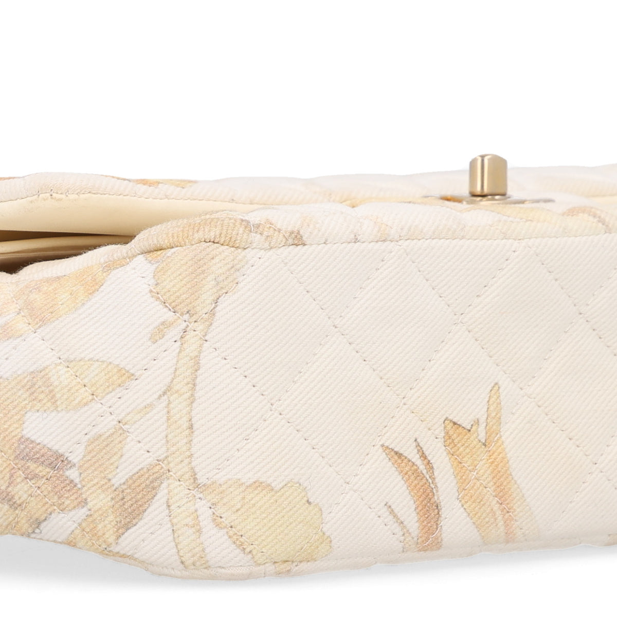Chanel Denim Floral Printed Medium Double Flap Beige 9 of 10