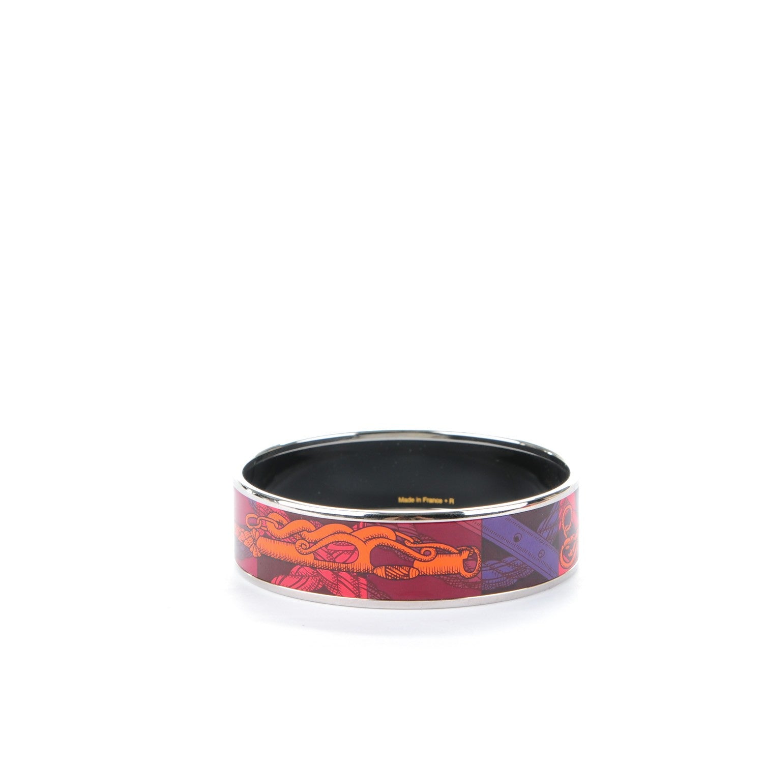 Hermes Enamel Printed Della Cavalleria Wide Bracelet 65 Cacao 3 of 5